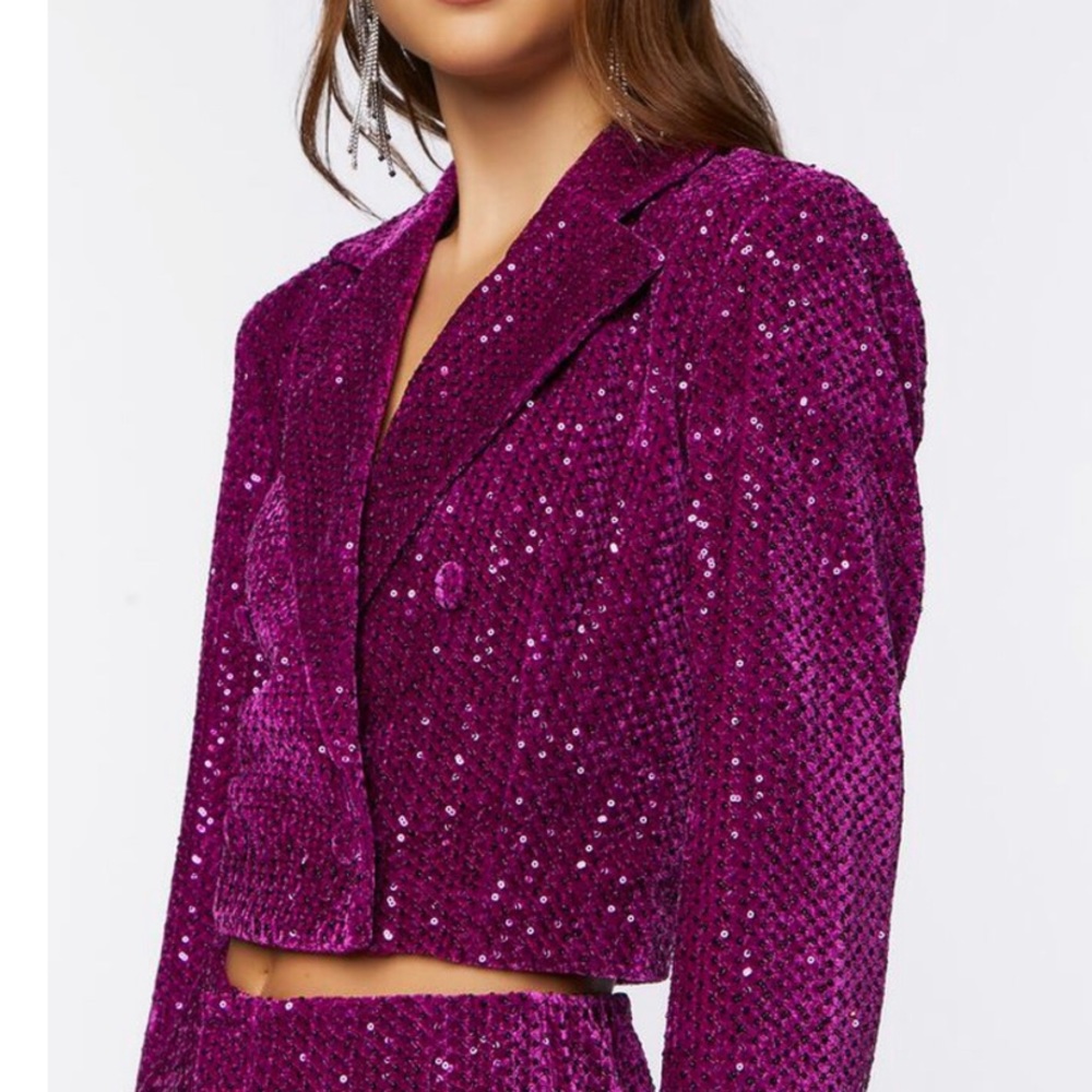 Sequin crop blazer